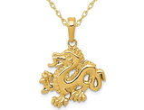 14K Yellow Gold Dragon Charm Pendant Necklace with Chain